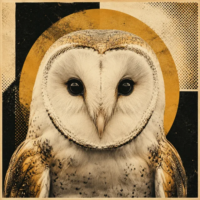 Barn owl portrait source for a Norma photo remix