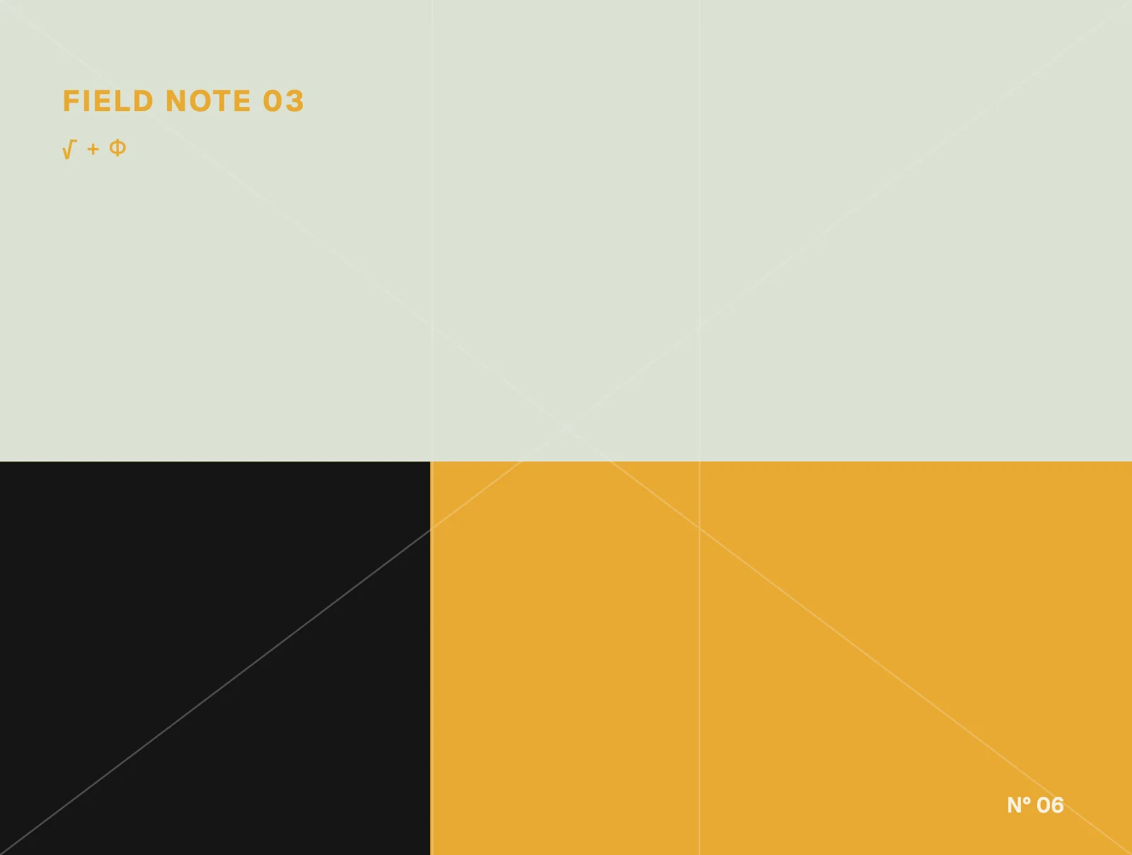 Poussin proportion layout with pale green, black and ochre typographic fields.